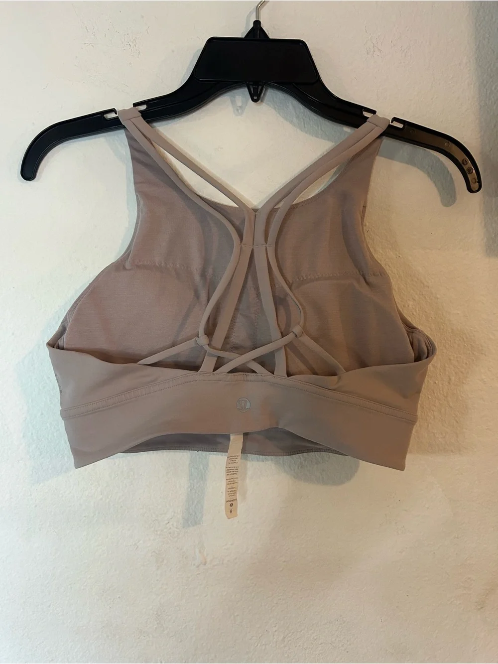 High Neck Crop Sports Bra in Light Taupe  Lululemon size 8 ashen rose